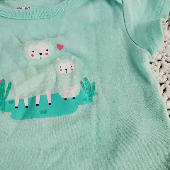 Rococo Short Sleeve Bodysuit, Teal Llama, 9 months - Picture 5 of 6